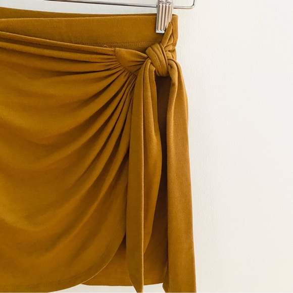Bodycon Mini Mustard Wrap Skirt - Picture 6 of 7